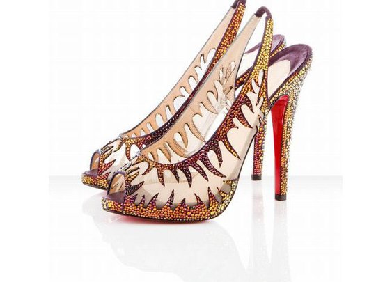 Christian Louboutin Maralena 140mm Volcano Crystal Covered Slingbacks