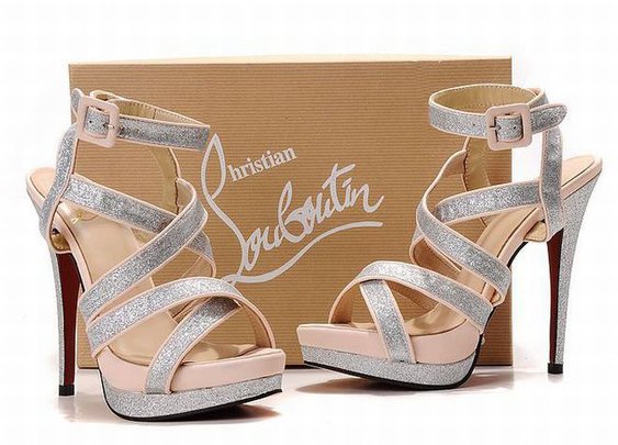 Red Bottom Christian Louboutin Straratata 140mm Glitter Silver Sandals