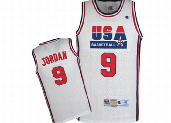 Michael Jordan 9# White USA Basketball Jersey Red Blue Number