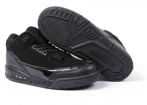 Jordan 3 III Kids Size Shoes:Black Cat Style -  Air Jordan 3 Kids
