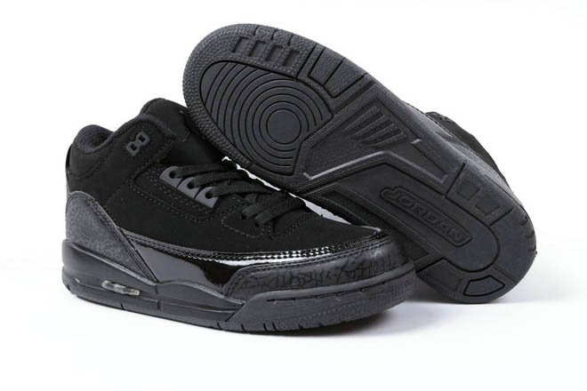 Jordan 3 III Kids Size Shoes:Black Cat Style -  Air Jordan 3 Kids
