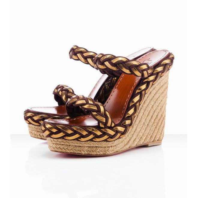 Christian Louboutin Cadena Tresse 140mm Wedges Brown