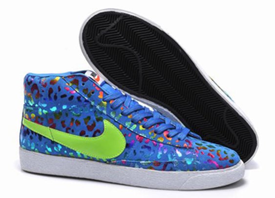 Nike Mens Trainers Blazer Mid Premium Vintage Blue Green Leopard Casual Shoes