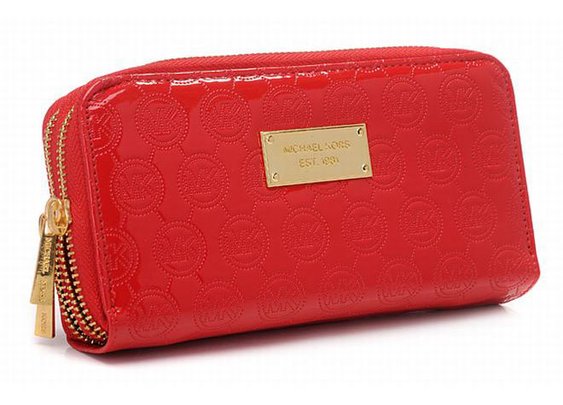 michael kors signature mk printed leather purses red best seller