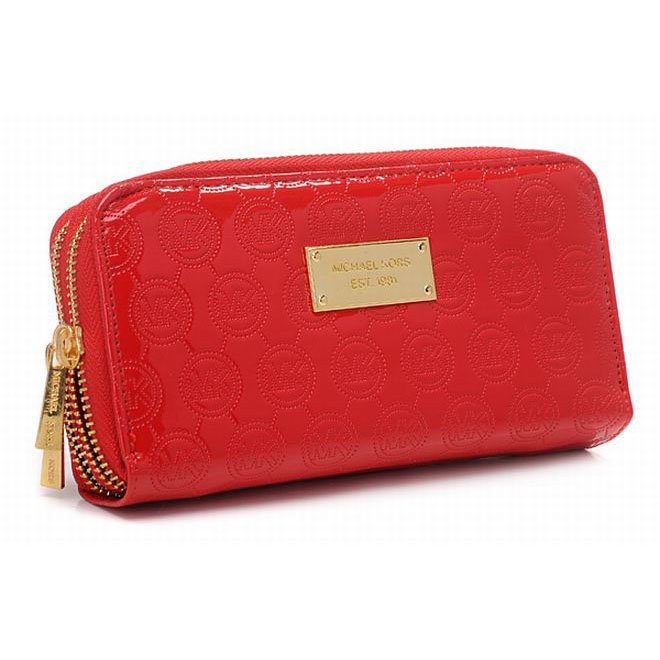 michael kors signature mk printed leather purses red best seller