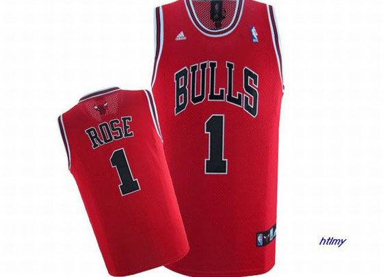 Adidas Rose #1 Red Swingman Bulls Jersey Black Number