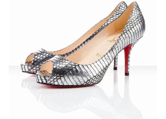 watersnake christian louboutin mater claude 85mm dark silver pumps