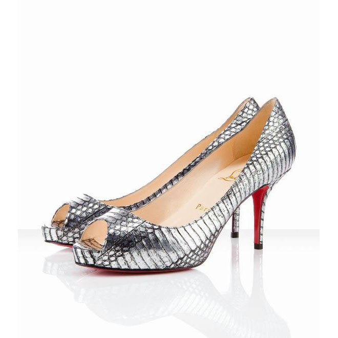 watersnake christian louboutin mater claude 85mm dark silver pumps