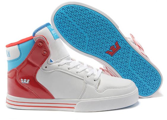 Supra Vaider White Red Blue High Trainers-Men's