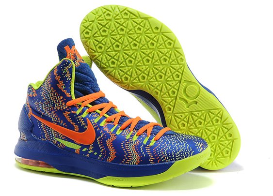 Kevin Durant Nike Zoom KD V iD Christmas Graphic dark blue orange volt Colorways