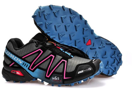 Salomon Mens Speedcross 3 Trainers grey moon blue pink black