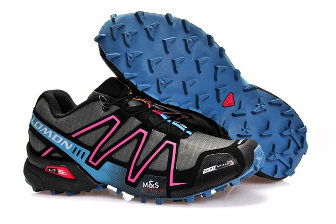 Salomon Mens Speedcross 3 Trainers grey moon blue pink black