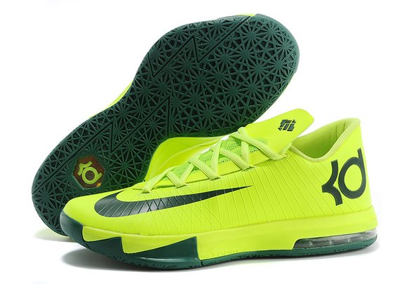 KD 6 Nike Basketball Shoes Volt Electric Green Dark Green Colorways