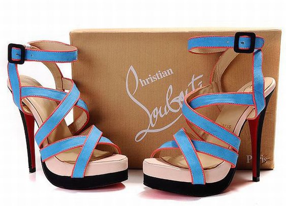 Christian Louboutin Straratata 140mm Platform Blue Sandals