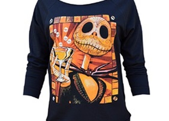 Women's Jack Celebrates by Mike Bell Skull Unfinished Black Sweatshirt