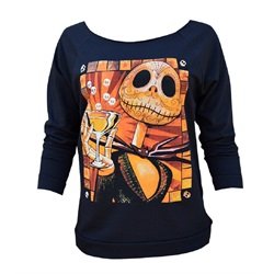 Women's Jack Celebrates by Mike Bell Skull Unfinished Black Sweatshirt