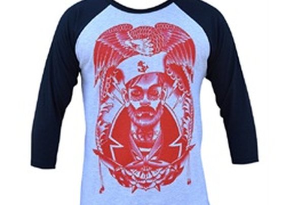 Men's Sink or Swim by Charlie Coffin Tattooed Sailor Baseball T Shirt