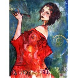 Dame Fortuna by Heather Younger Portrait of a Woman Canvas Art Print