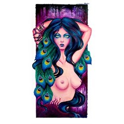 Kjartana by Stephanie Zahalka Peacock Woman Tattoo Canvas Art Print