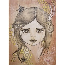 Milk and Honey by Heather Younger Antler Girl Canvas Giclee Art Print