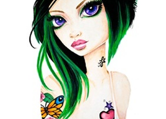 Emerald by Stephanie Zahalka Rockabilly Tattoo Girl Canvas Art Print