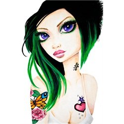 Emerald by Stephanie Zahalka Rockabilly Tattoo Girl Canvas Art Print