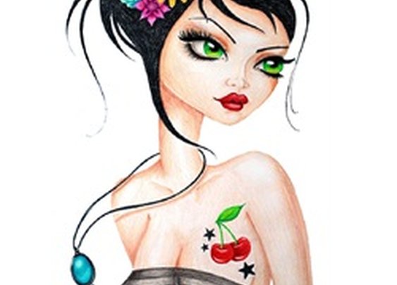 Cherry Bomb by Stephanie Zahalka Rockabilly Tattoo Canvas Art Print
