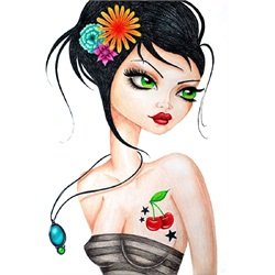 Cherry Bomb by Stephanie Zahalka Rockabilly Tattoo Canvas Art Print