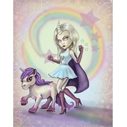 Unicorn Girl by Diana Levin My Little Pony Galactic Canvas Art Print