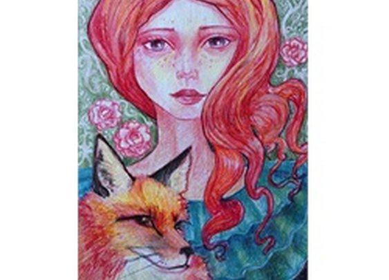 Carmine by Heather Younger Red Head Garden Fox Canvas Giclee Art Print