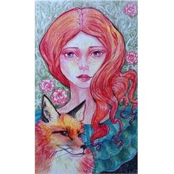 Carmine by Heather Younger Red Head Garden Fox Canvas Giclee Art Print