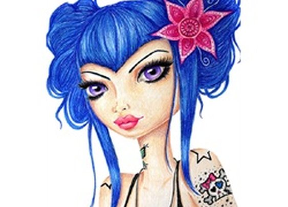 Skull Candy by Stephanie Zahalka Goth Girl Tattoo Canvas Art Print