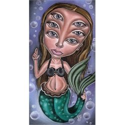 6 Eyed Mermaid by Matt Griffith Sea Monster Tattoo Giclee Art Print