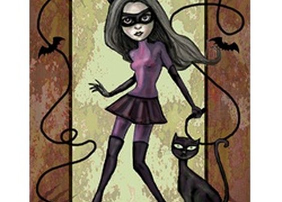 Levin's Catwoman by Diana Levin Gothic Halloween Girl Canvas Art Print