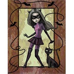 Levin's Catwoman by Diana Levin Gothic Halloween Girl Canvas Art Print