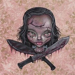 Zombie Gal by Matt Griffith Skull Crossbones Tattoo Giclee Art Print