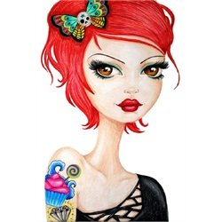 Redhead Alice in Candyland Stephanie Zahalka Tattoo Canvas Art Print