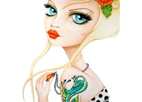 Poppy by Stephanie Zahalka Rockabilly Girl Tattoo Canvas Art Print