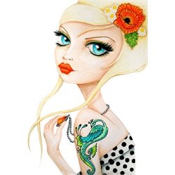 Poppy by Stephanie Zahalka Rockabilly Girl Tattoo Canvas Art Print