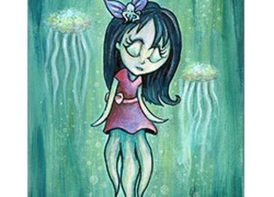 Squid Girl by Diana Levin Sea Monster Zombie Canvas Giclee Art Print