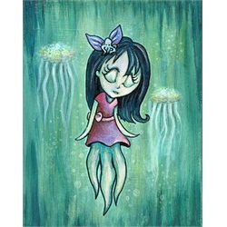 Squid Girl by Diana Levin Sea Monster Zombie Canvas Giclee Art Print