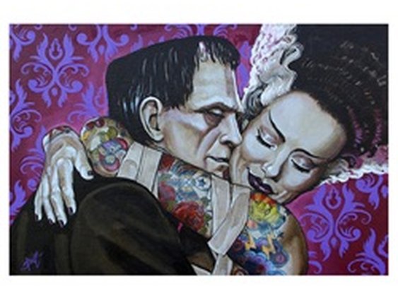 Undying Love by Mike Bell Bride of Frankenstein Framed Fine Art Print