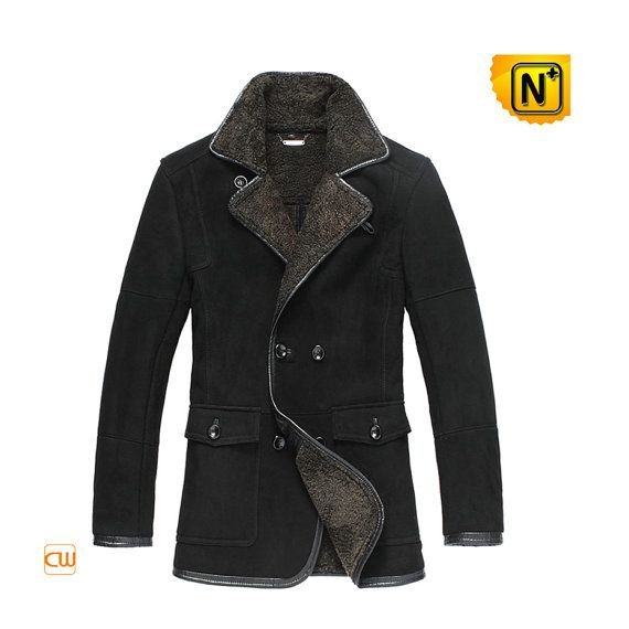Sheepskin Mens Leather Pea Coat CW819492