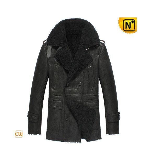 Mens Sheepskin Shearling Coat Black CW851306