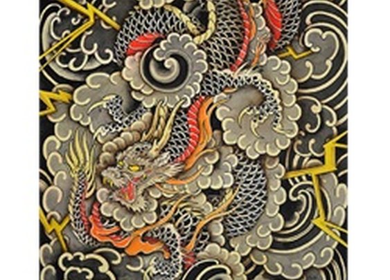 Dragons Storm by Clark North Japanese Asian Tattoo Canvas Art Print
