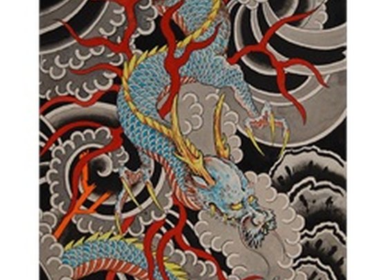 Sky Dragon by Clark North w/ Antlers Japanese Tattoo Canvas Art Print