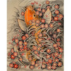 Sakura Koi by Clark North Asian Cherry Blossom Tattoo Canvas Art Print