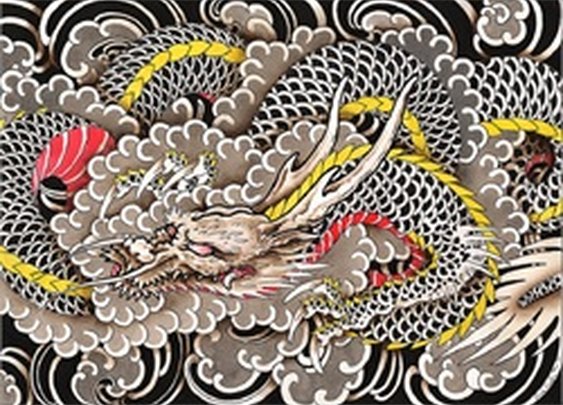Dragons Wind by Clark North Japanese Asian Tattoo Canvas Art Print