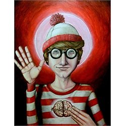 Where's Waldo by Jon Hoffman Brain Tattoo Artwork Canvas Art Print