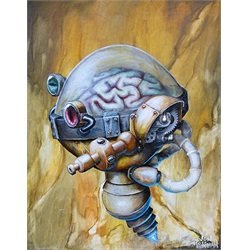 Steampunk Brain by Jon Hoffman Alternative Tattoo Canvas Art Print